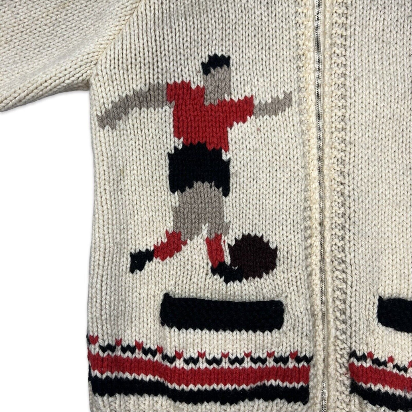 VTG 1950s MENS MARY MAXIM FOOTBALL SOCCER COWICHAN ROCKABILLY CARDIGAN M 40”