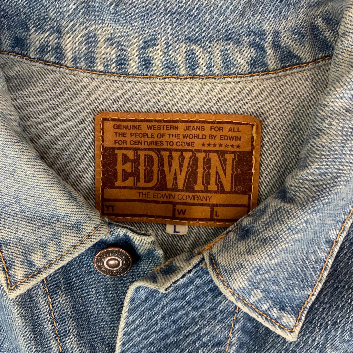 VTG EDWIN PREMIUM JAPANESE DENIM TRUCKER JACKET ROCKABILLY 36” S