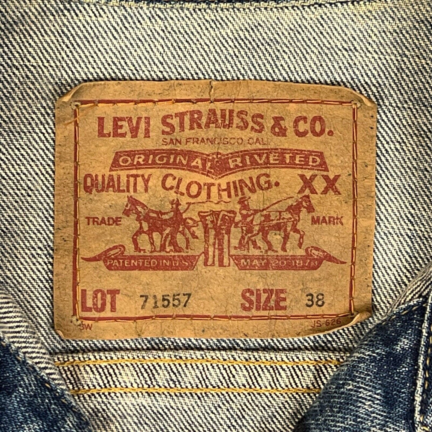 VTG 90s JAPANESE BIG E LEVIS TYPE 3 TRUCKER DENIM JACKET 1960s LVC MOD SKIN 36 S