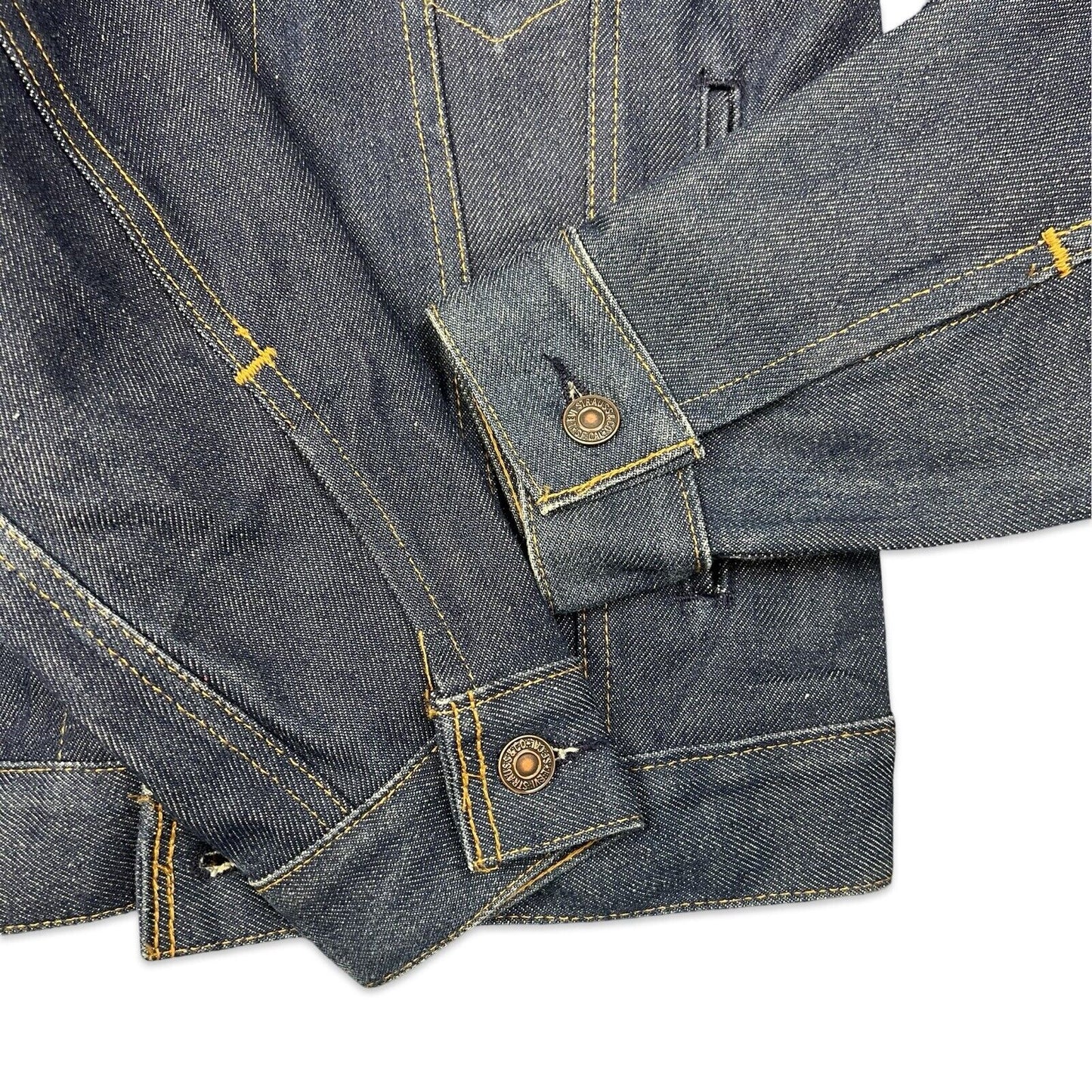 VTG DEADSTOCK 80s USA LEVIS RED TAB TYPE 3 TRUCKER DENIM JACKET 777 STAMP 34 XS