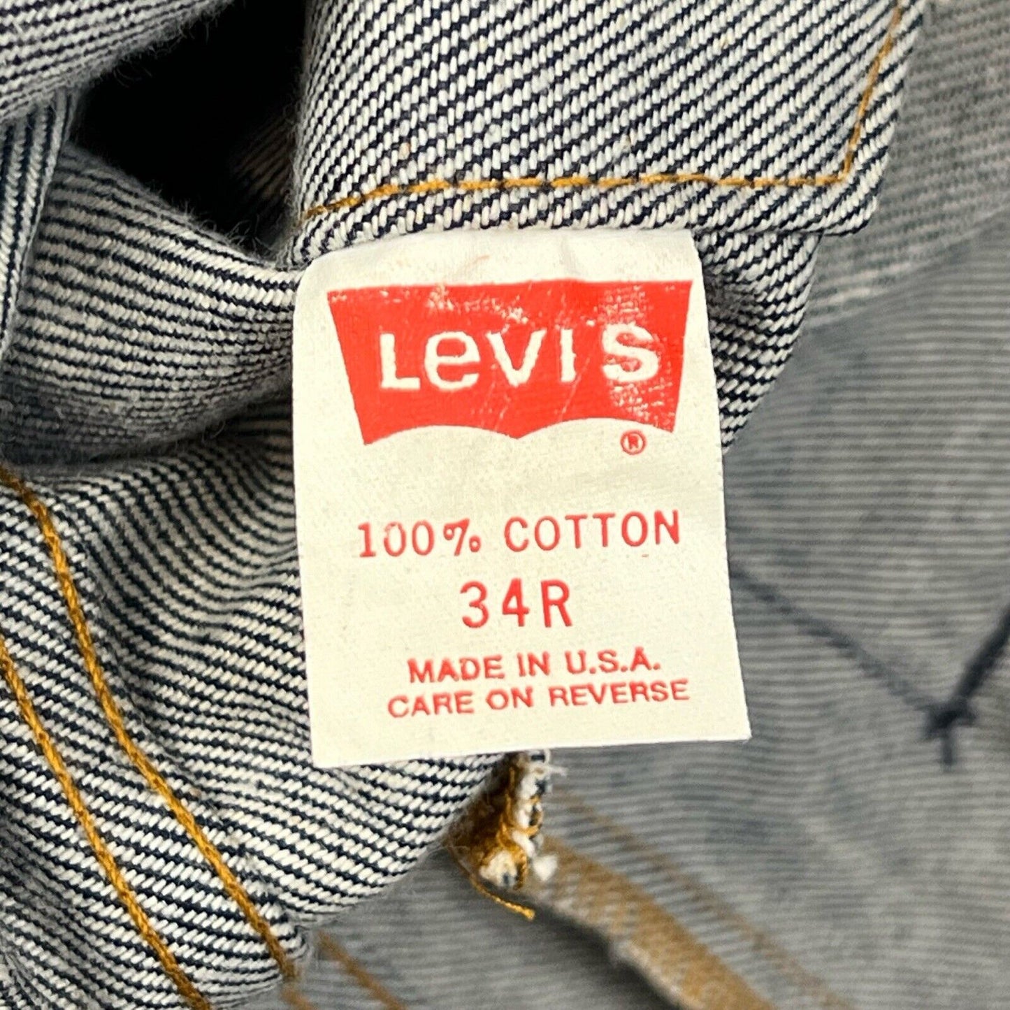 VTG DEADSTOCK 80s USA LEVIS RED TAB TYPE 3 TRUCKER DENIM JACKET 777 STAMP 34 XS
