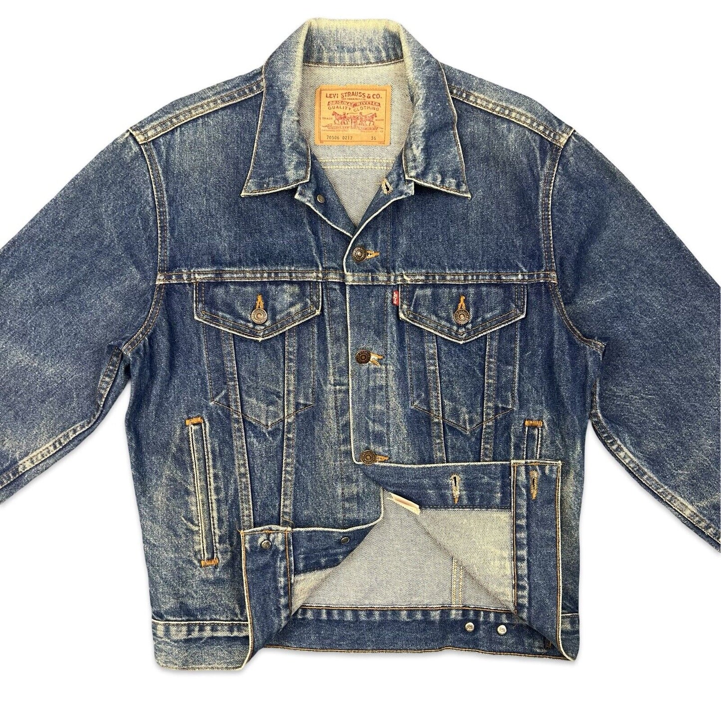 VTG 1980s USA LEVIS RED TAB TYPE 3 TRUCKER DENIM JACKET 527 STAMP 38 S