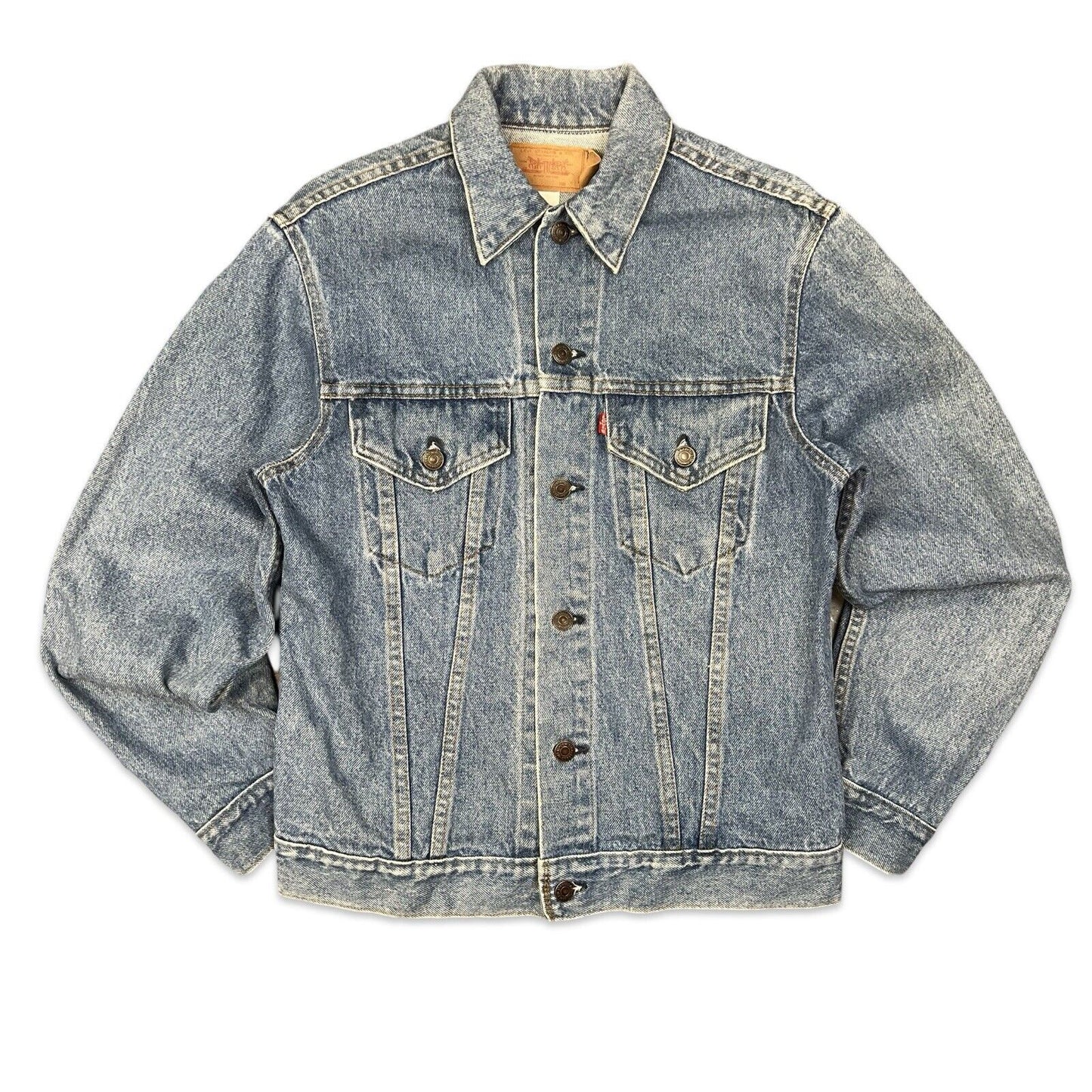 VTG 1970s USA MADE LEVIS RED TAB TYPE 3 TRUCKER DENIM JACKET 527 STAMP 37 S