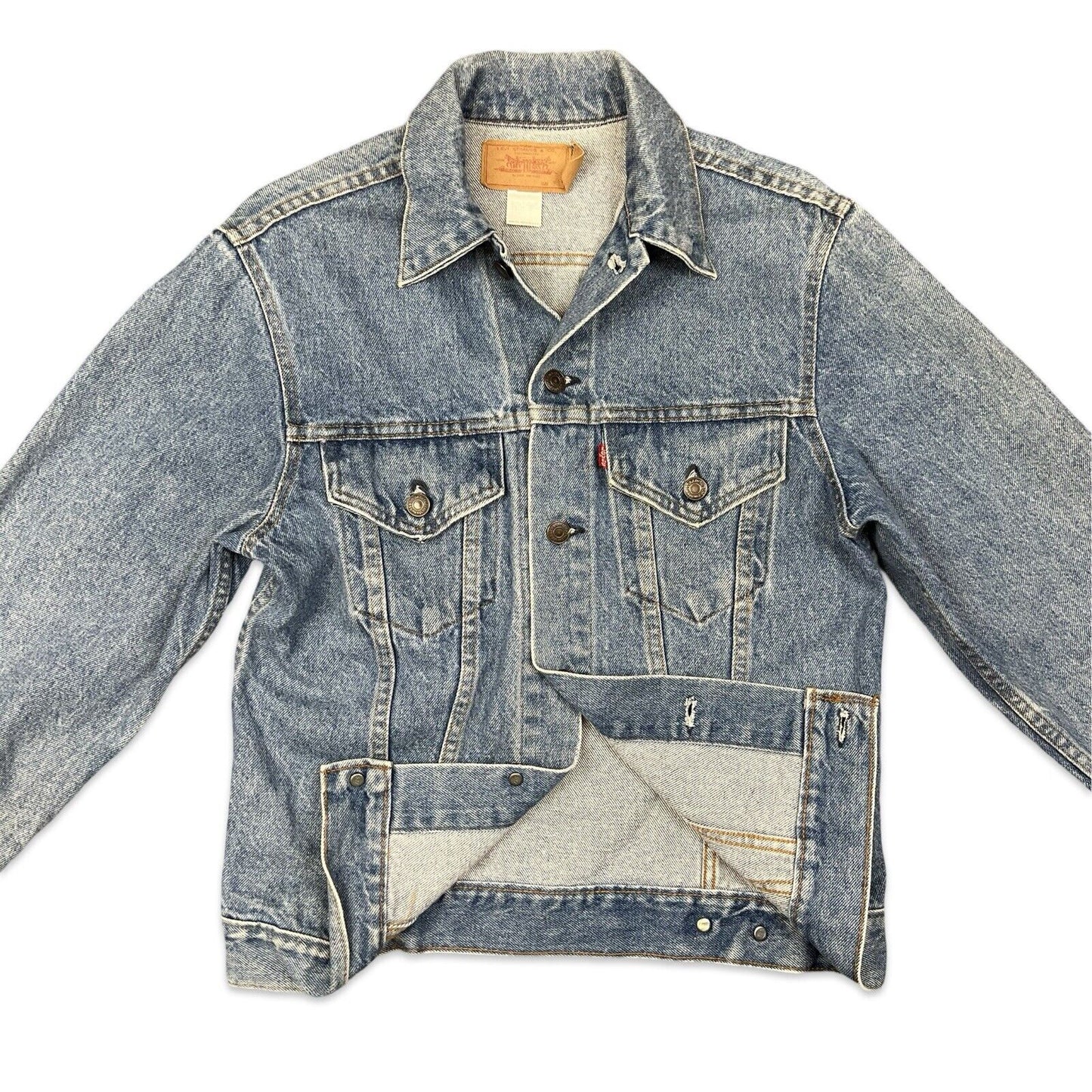 VTG 1970s USA MADE LEVIS RED TAB TYPE 3 TRUCKER DENIM JACKET 527 STAMP 37 S