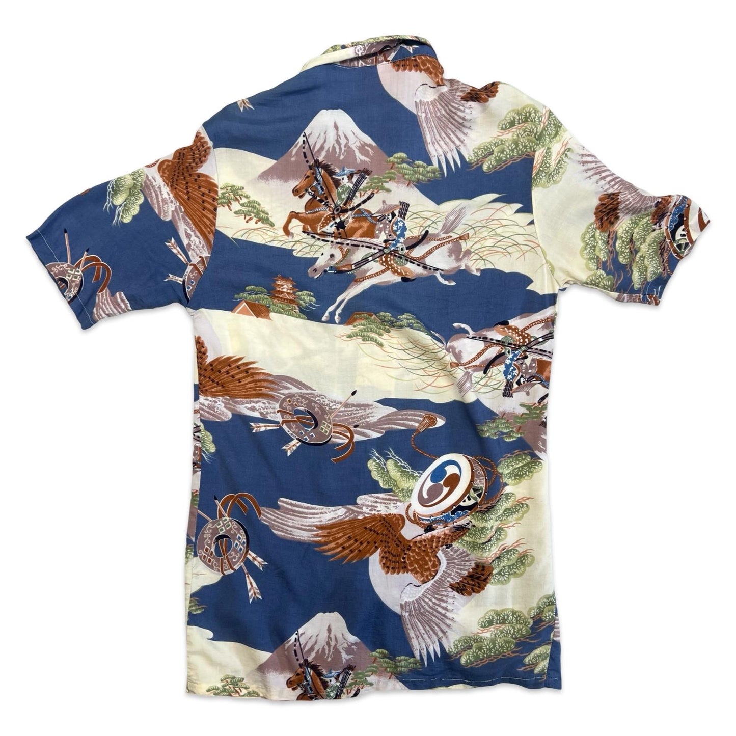 VTG CALIFORNIA MADMAN HAWAIIAN ALOHA SHIRT 40s 50s TIKI ROCKABILLY XS 32”