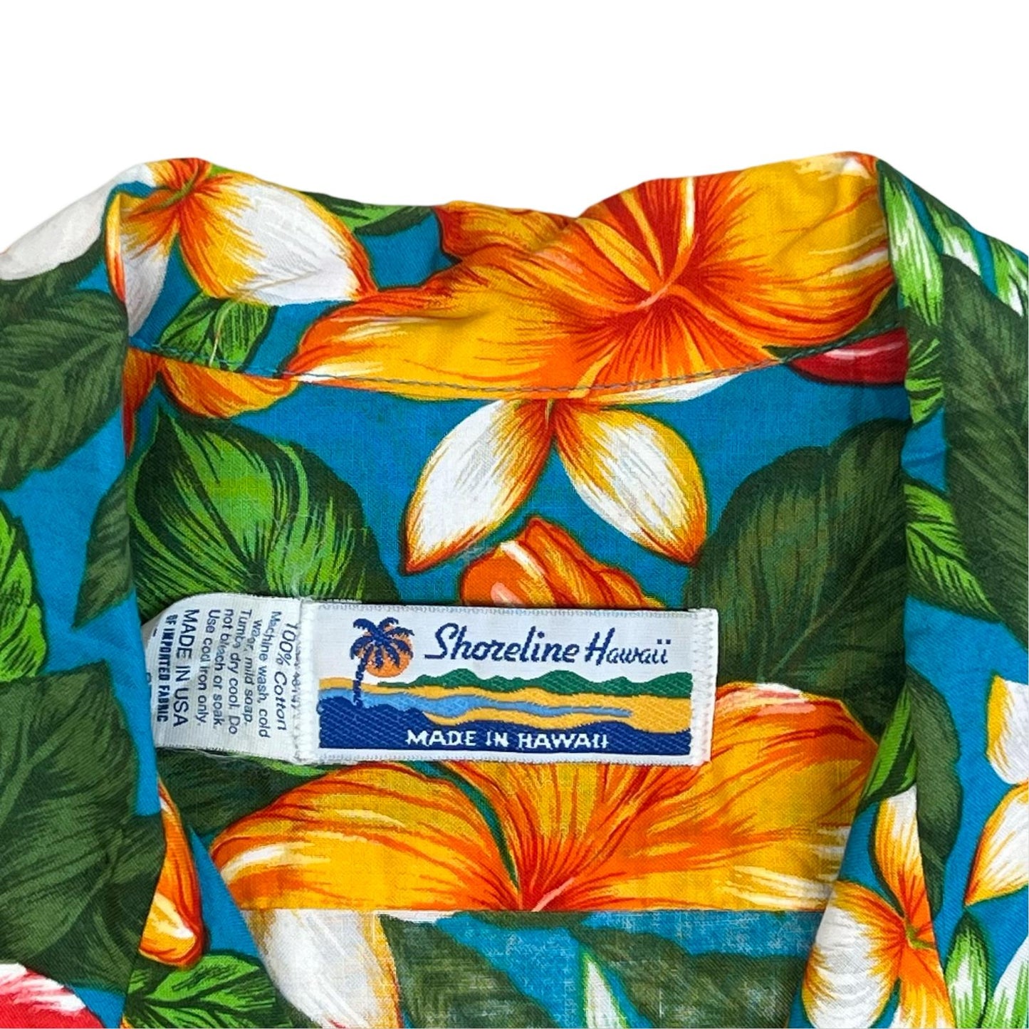 VTG SHORELINE HIBISCUS PRINT GENUINE HAWAIIAN ALOHA SHIRT TIKI ROCKABILLY M 40