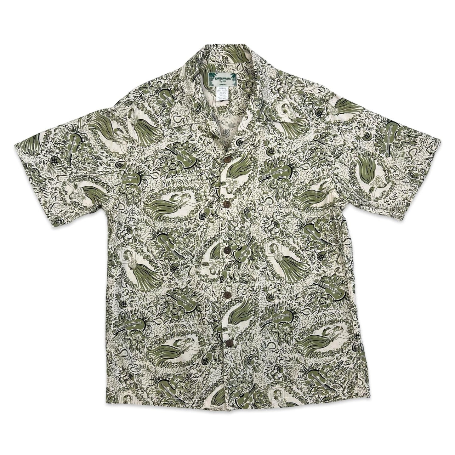 VTG KAMEHAMEHA RAYON HAWAIIAN ALOHA SHIRT 40s 50s TIKI ROCKABILLY S 36