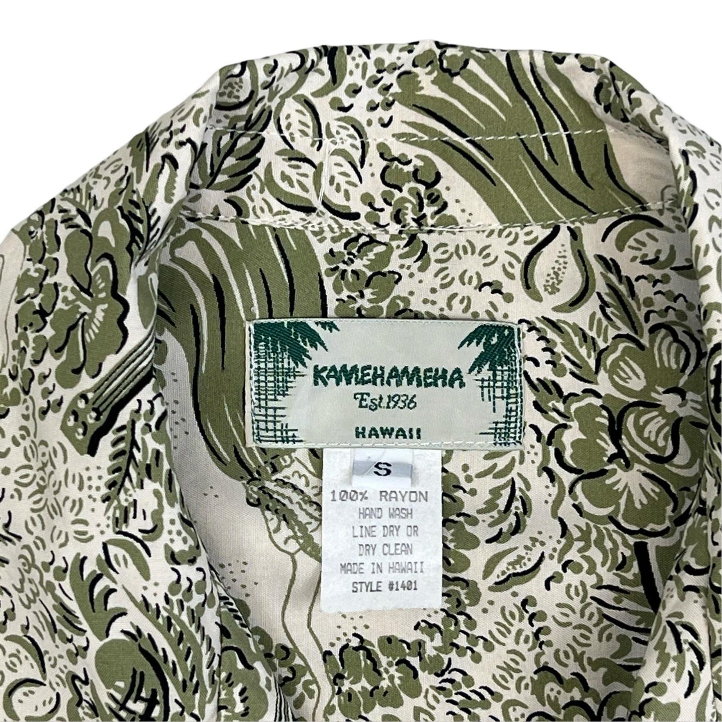 VTG KAMEHAMEHA RAYON HAWAIIAN ALOHA SHIRT 40s 50s TIKI ROCKABILLY S 36