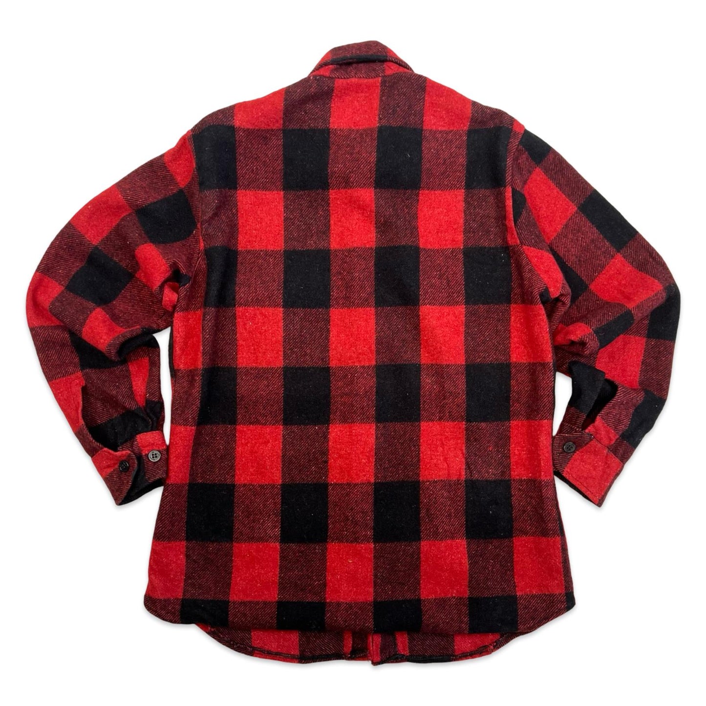 VTG 1960s USA THICK WOOL CPO JACKET SHIRT CHECK PLAID ROCKABILLY HOT ROD S 38”