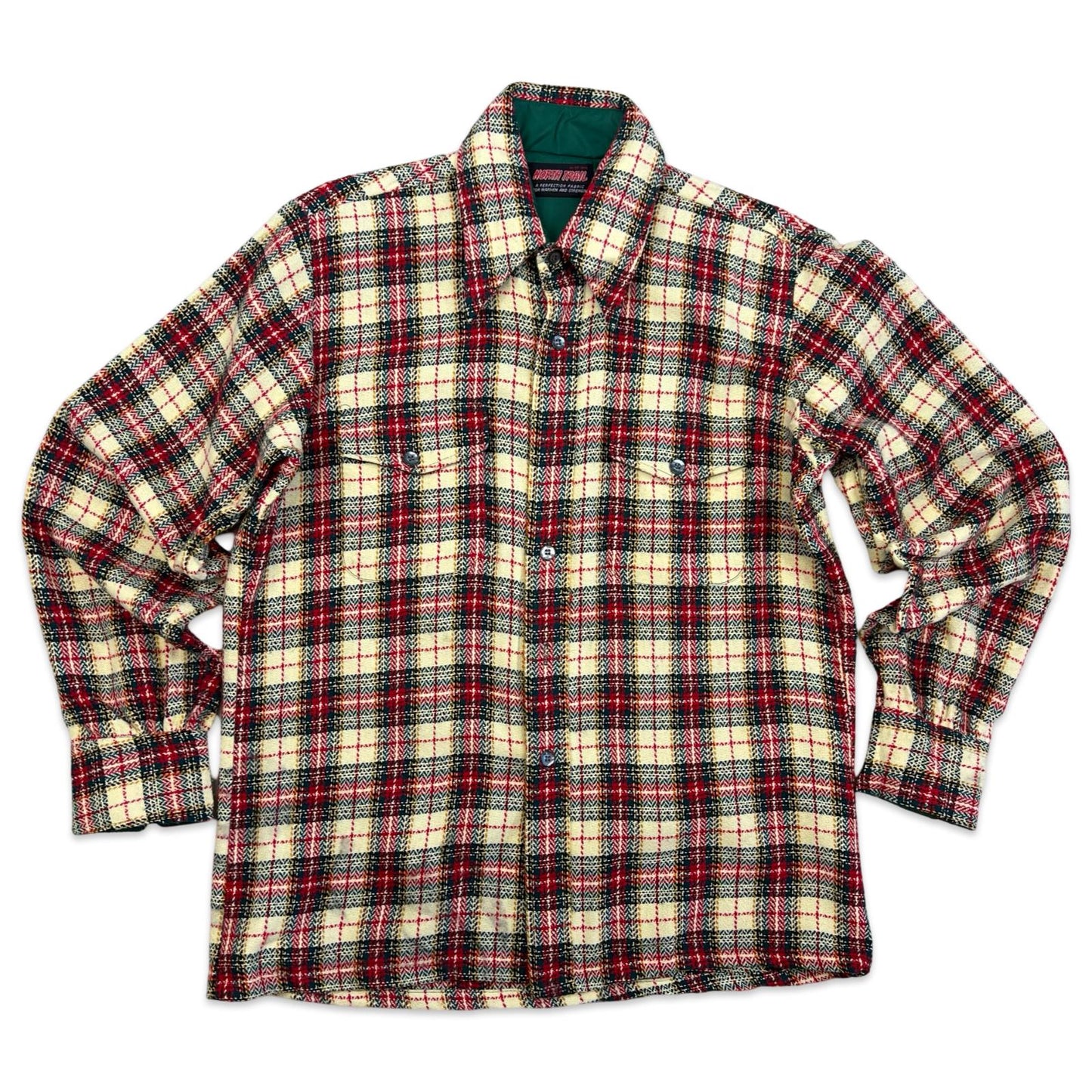 VTG USA NORTH TRAIL HEAVY WOOL SHIRT CHECK PLAID ROCKABILLY HOT ROD L 42” L