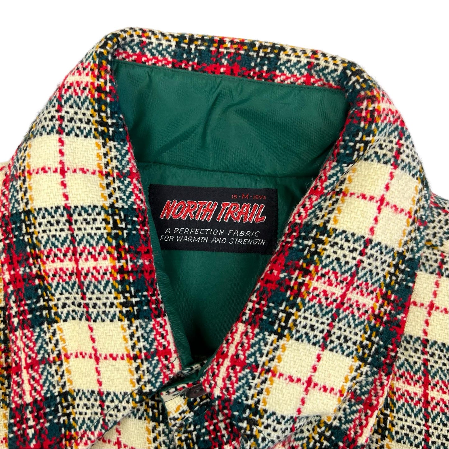 VTG USA NORTH TRAIL HEAVY WOOL SHIRT CHECK PLAID ROCKABILLY HOT ROD L 42” L