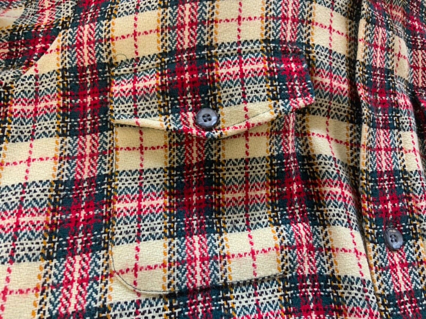 VTG USA NORTH TRAIL HEAVY WOOL SHIRT CHECK PLAID ROCKABILLY HOT ROD L 42” L