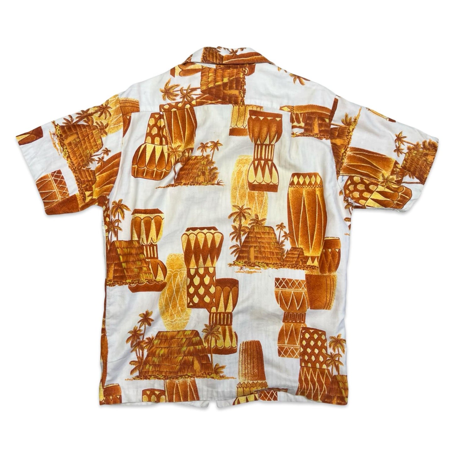VTG 1960s MALUNA HAWAIIAN MADE ALOHA SHIRT COTTON TIKI ROCKABILLY S 38”