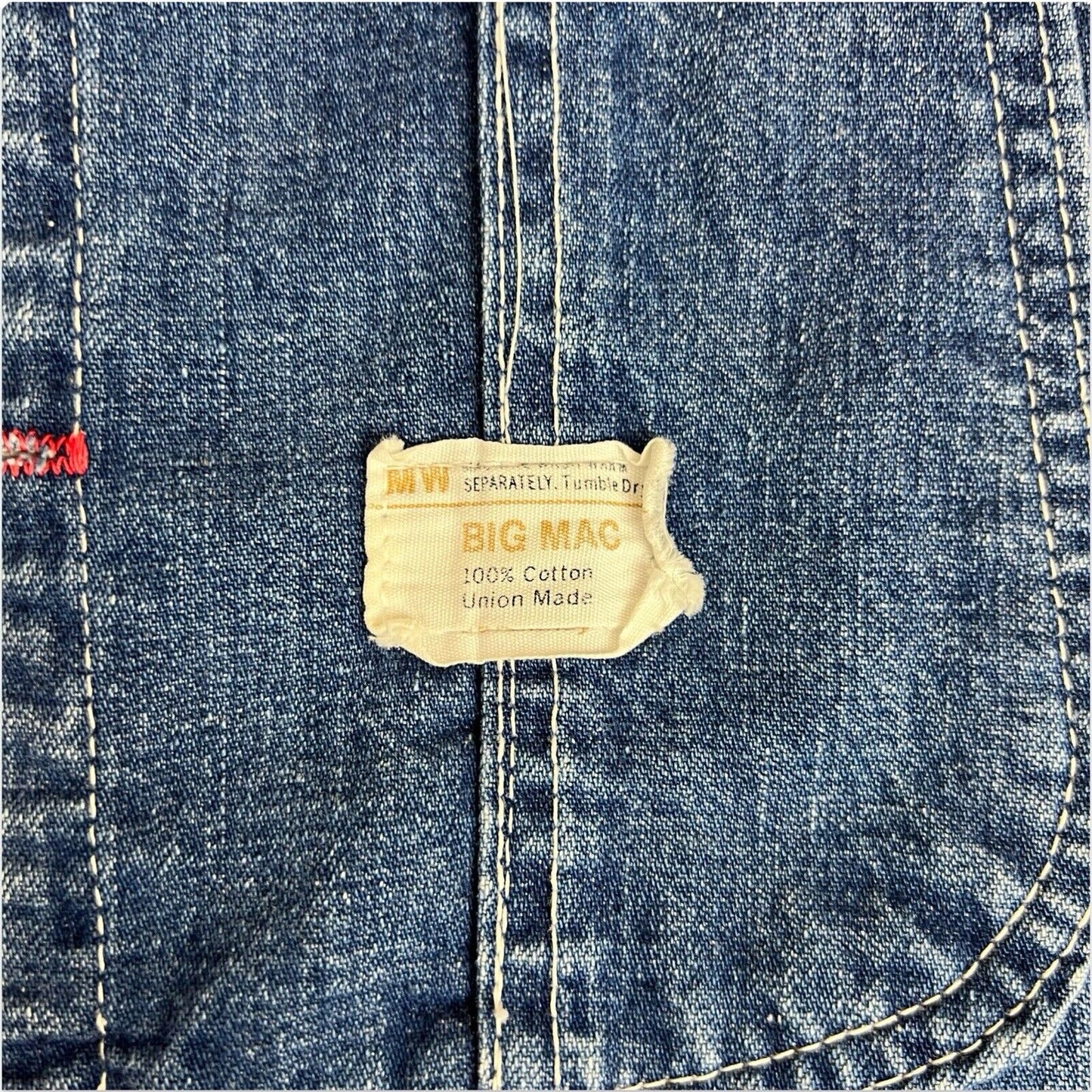 VTG 60s 70s USA WORKWEAR JC PENNEY BIG MAC DENIM DUNGAREES ROCKABILLY 32’ W 29”