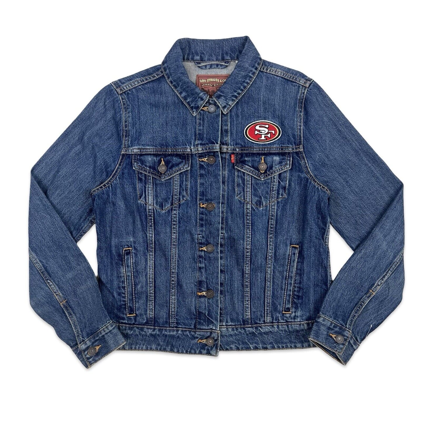 VTG LEVIS NFL COLAB SAN FRANCISCO 49ERS TYPE 3 TRUCKER DENIM JACKET S 38”