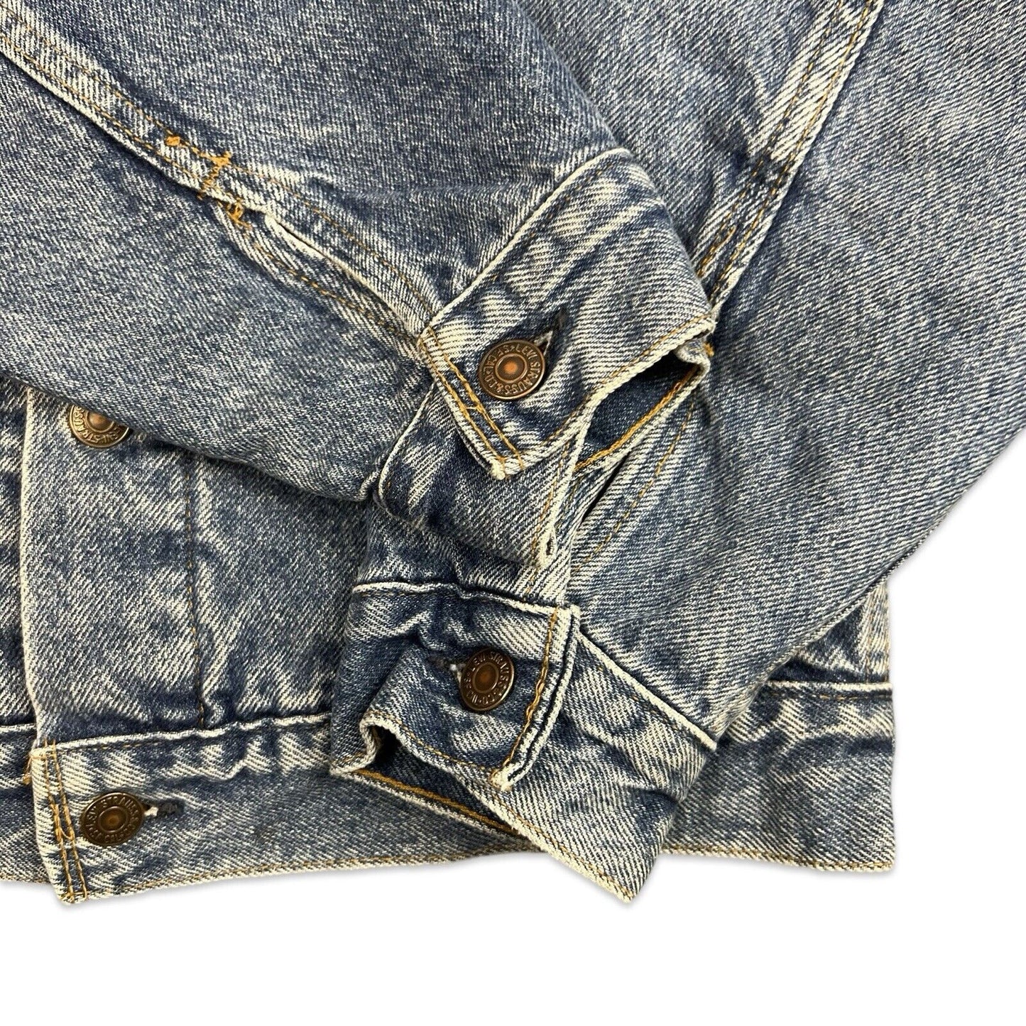 VTG 90s USA MADE LEVIS FLANEL LINED TYPE 3 TRUCKER DENIM JACKET ROCKABILLY S 38”