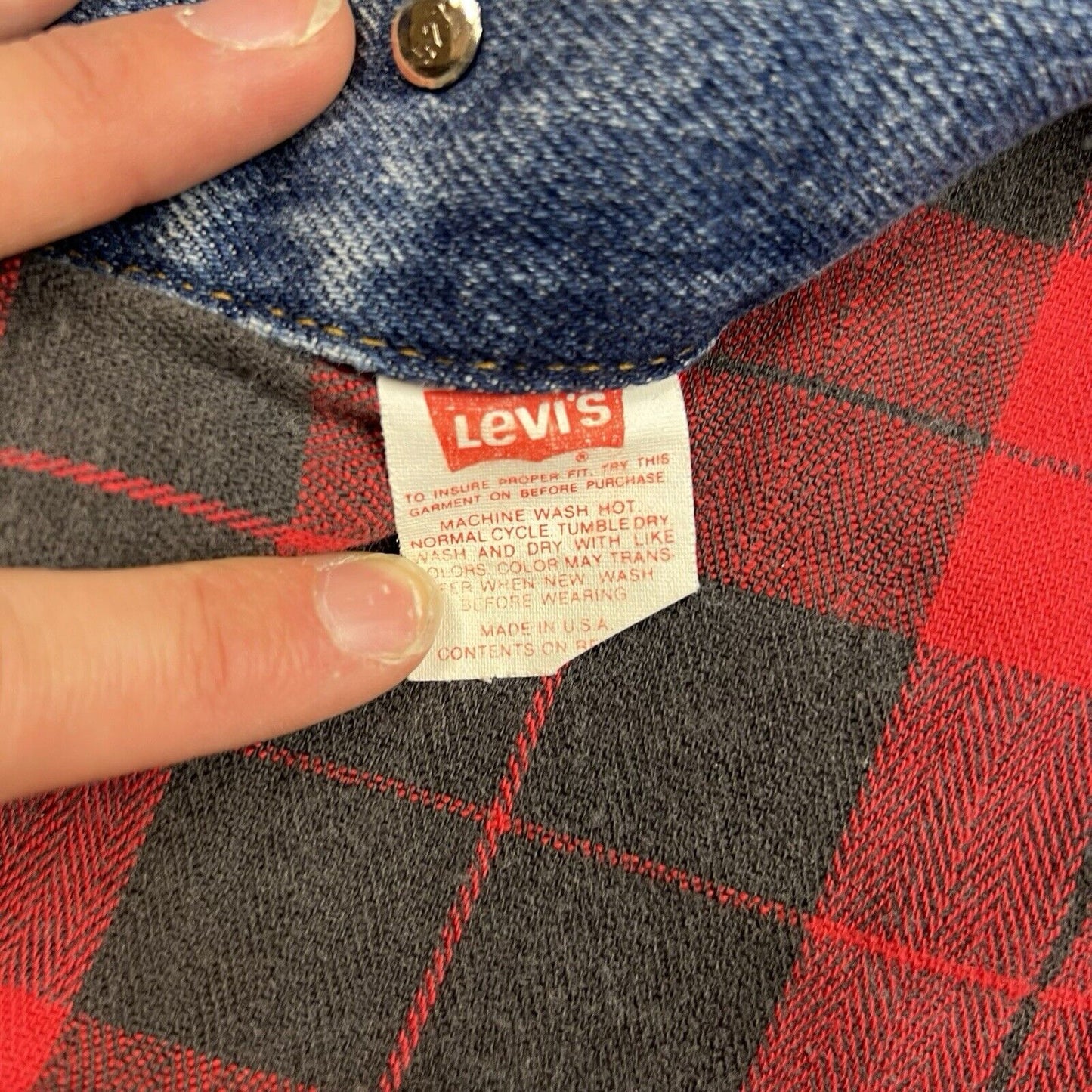 VTG 90s USA MADE LEVIS FLANEL LINED TYPE 3 TRUCKER DENIM JACKET ROCKABILLY S 38”