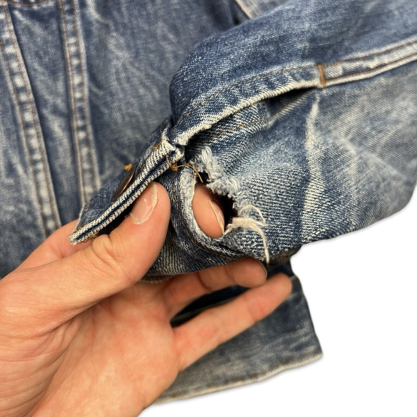 VTG RARE ORIGINAL 1970s LEVIS ORANGE TAB TYPE 3 TRUCKER DENIM JACKET S 36”