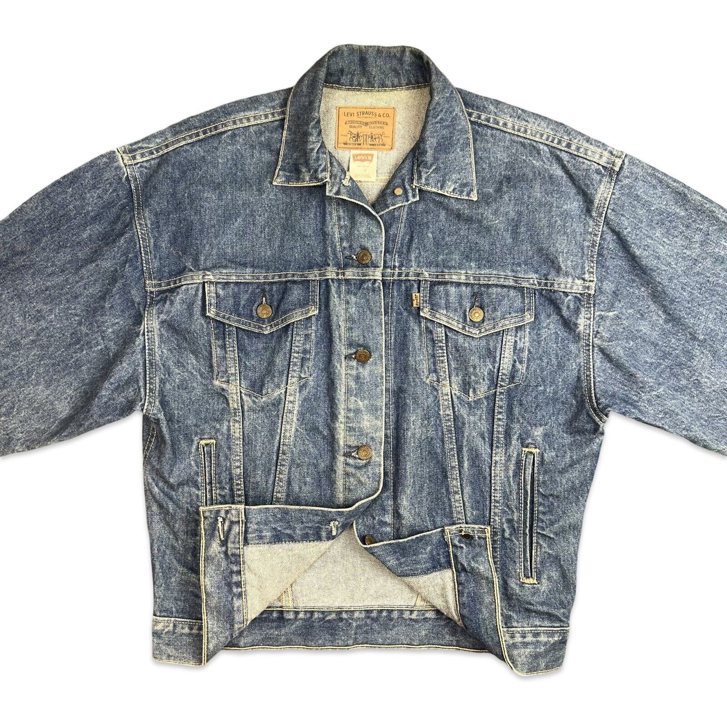 VTG 1980s USA LEVIS ORANGE TAB TYPE 3 TRUCKER DENIM JACKET S 38