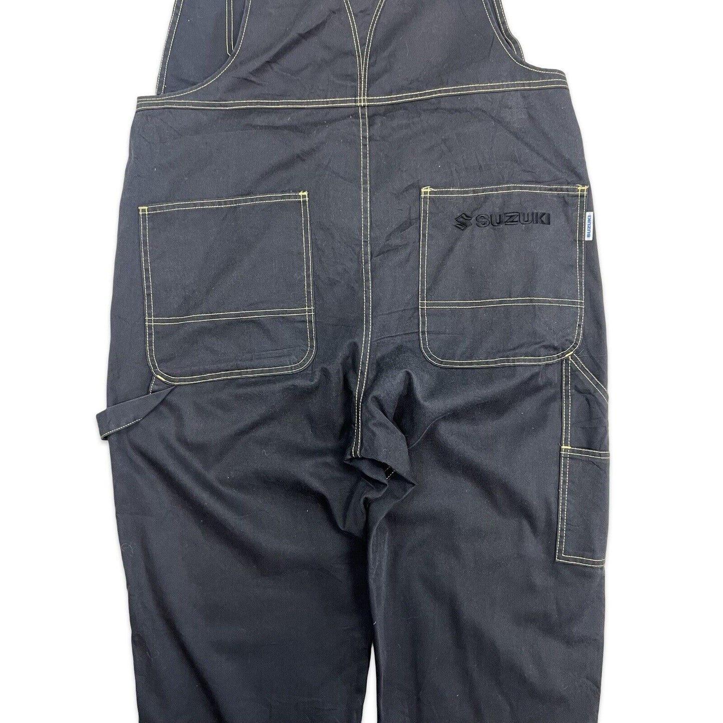VTG 1980s TEAM SUZUKI MOTORCYCLE RACING MECHANIC COTTON DUNGAREES JAPANESE 36”W