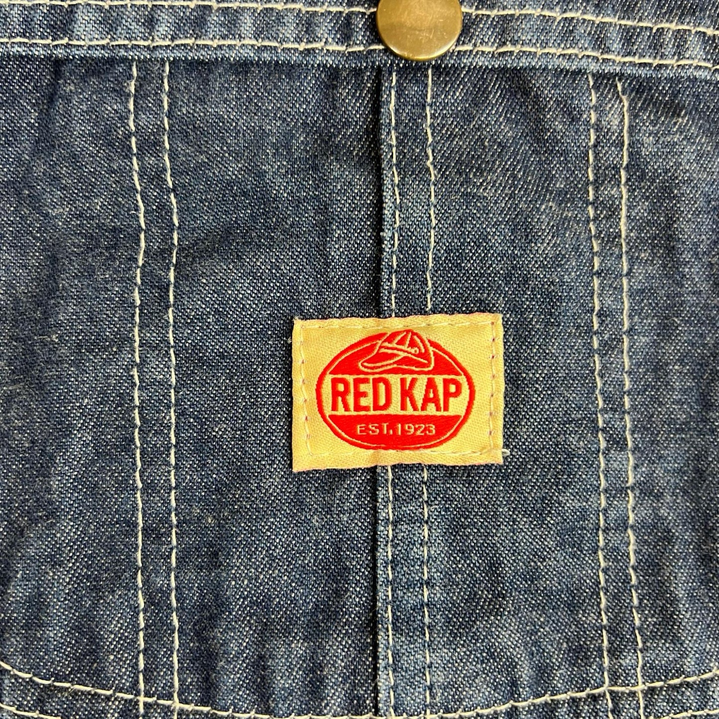 VTG USA RED KAP INDIGO DENIM DUNGAREES AMERICAN WORKWEAR ROCKABILLY 28W 32L