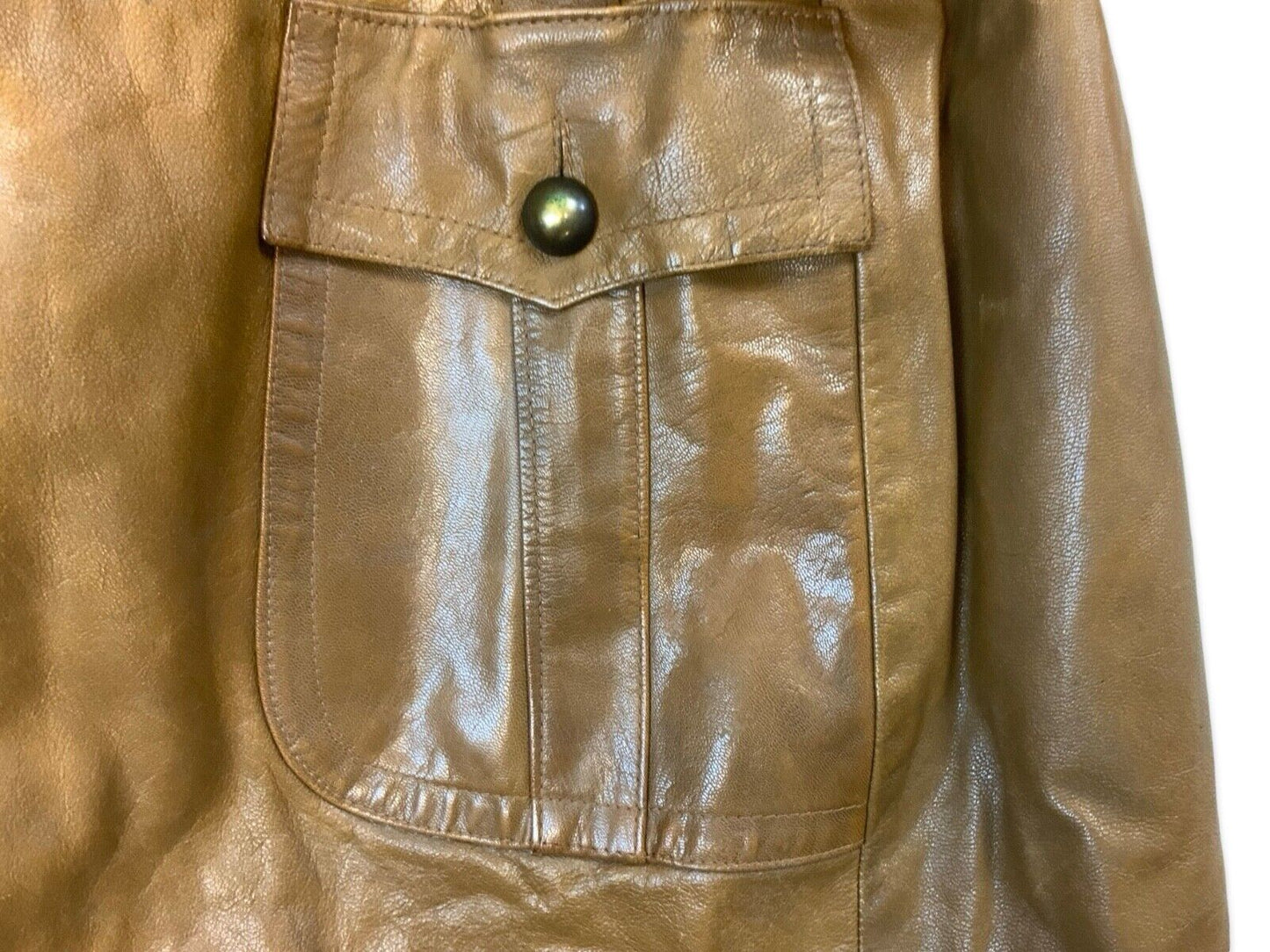 VTG RARE 40s 50s SWEDISH GOATSKIN DOUBLE BREASTED TAN LEATHER COAT JACKET S 36”