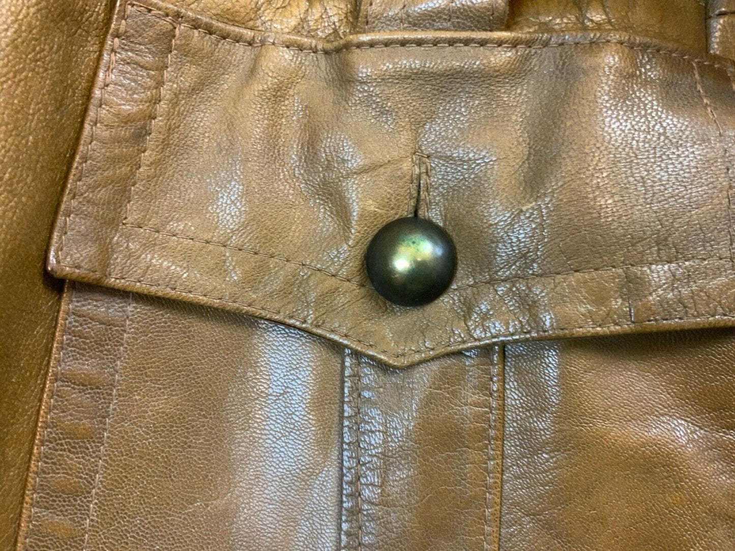 VTG RARE 40s 50s SWEDISH GOATSKIN DOUBLE BREASTED TAN LEATHER COAT JACKET S 36”