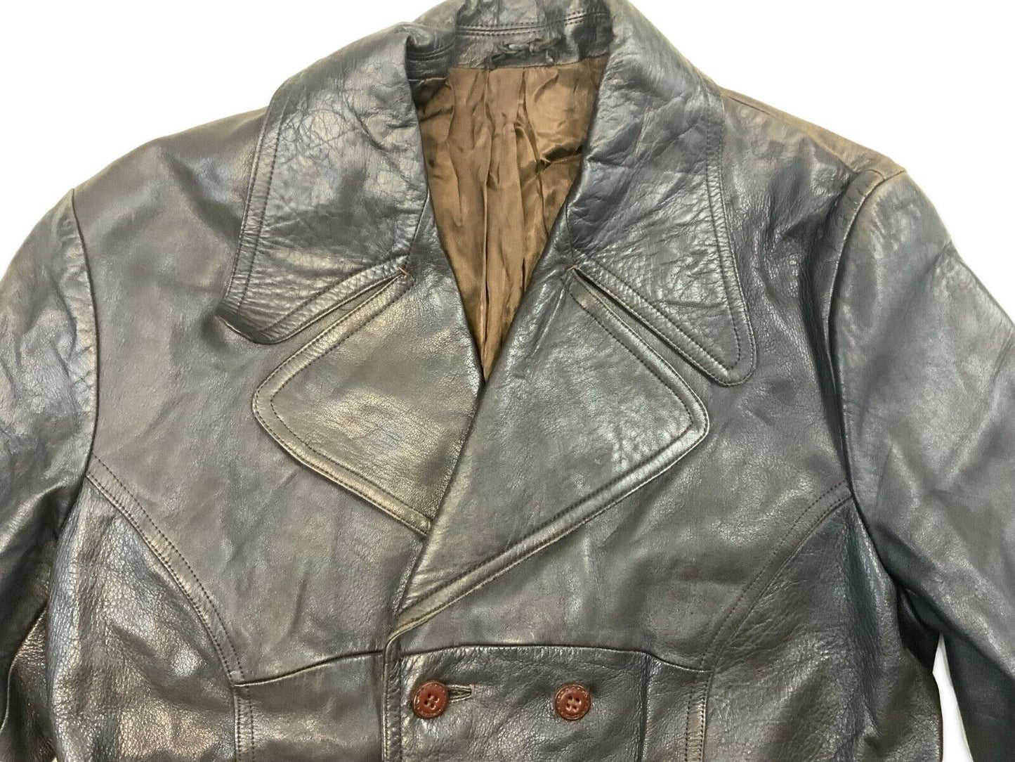 VTG 1970s MENS SOFT BROWN LEATHER JACKET COAT BLAZER S 38”