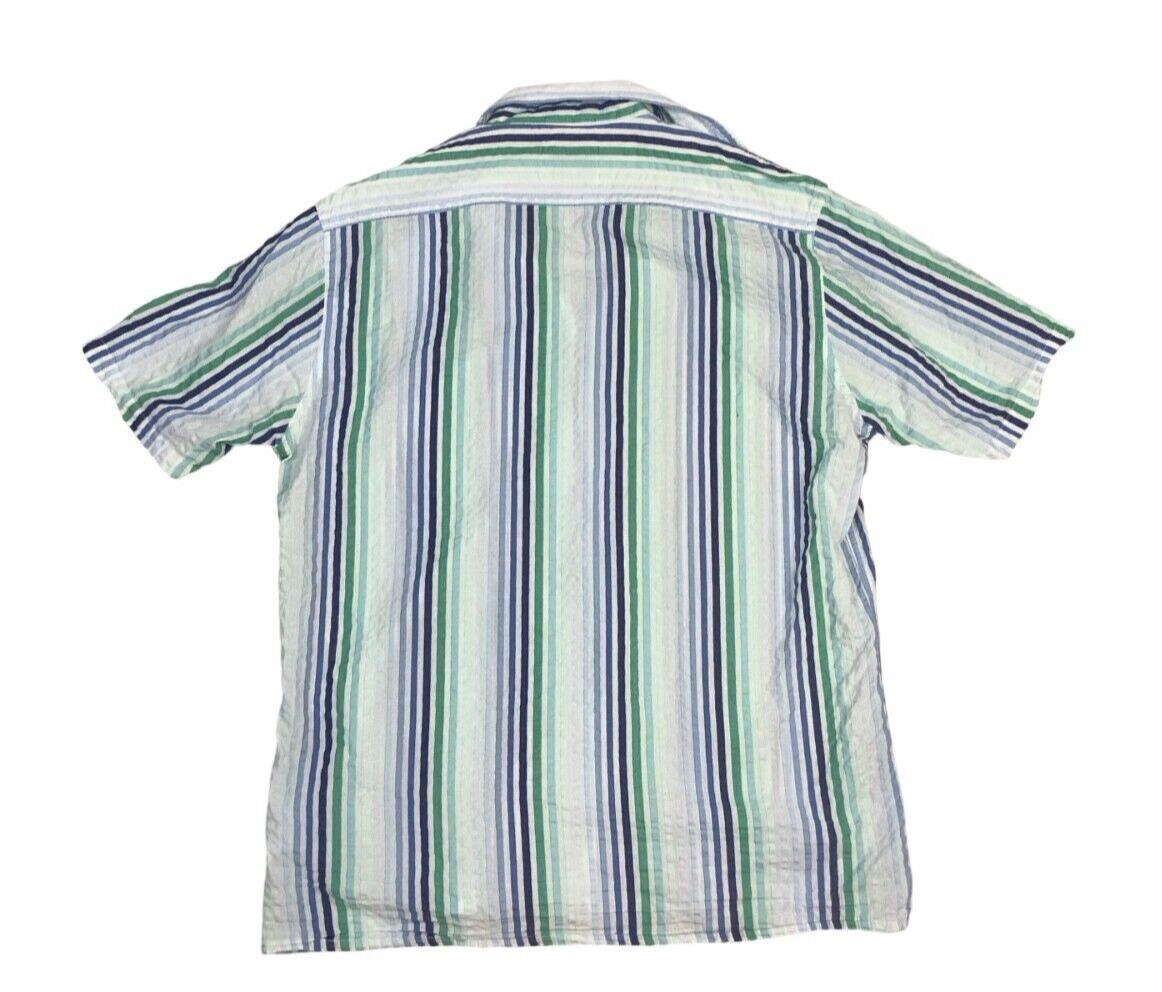 VINTAGE 90s 00s YSL STRIPED SHIRT WHITE GREEN BLUE SIZE LARGE