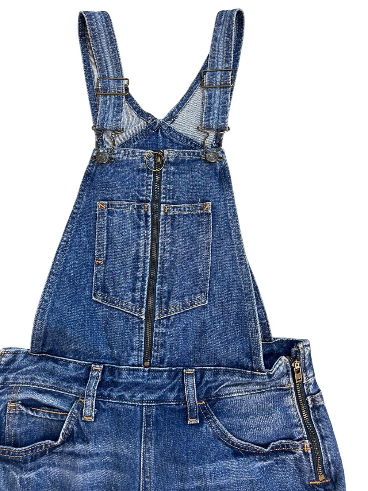 VTG LEVIS ORANGE TAB DENIM DUNGAREES OVERALLS POCKETS ZIP 27W 26L