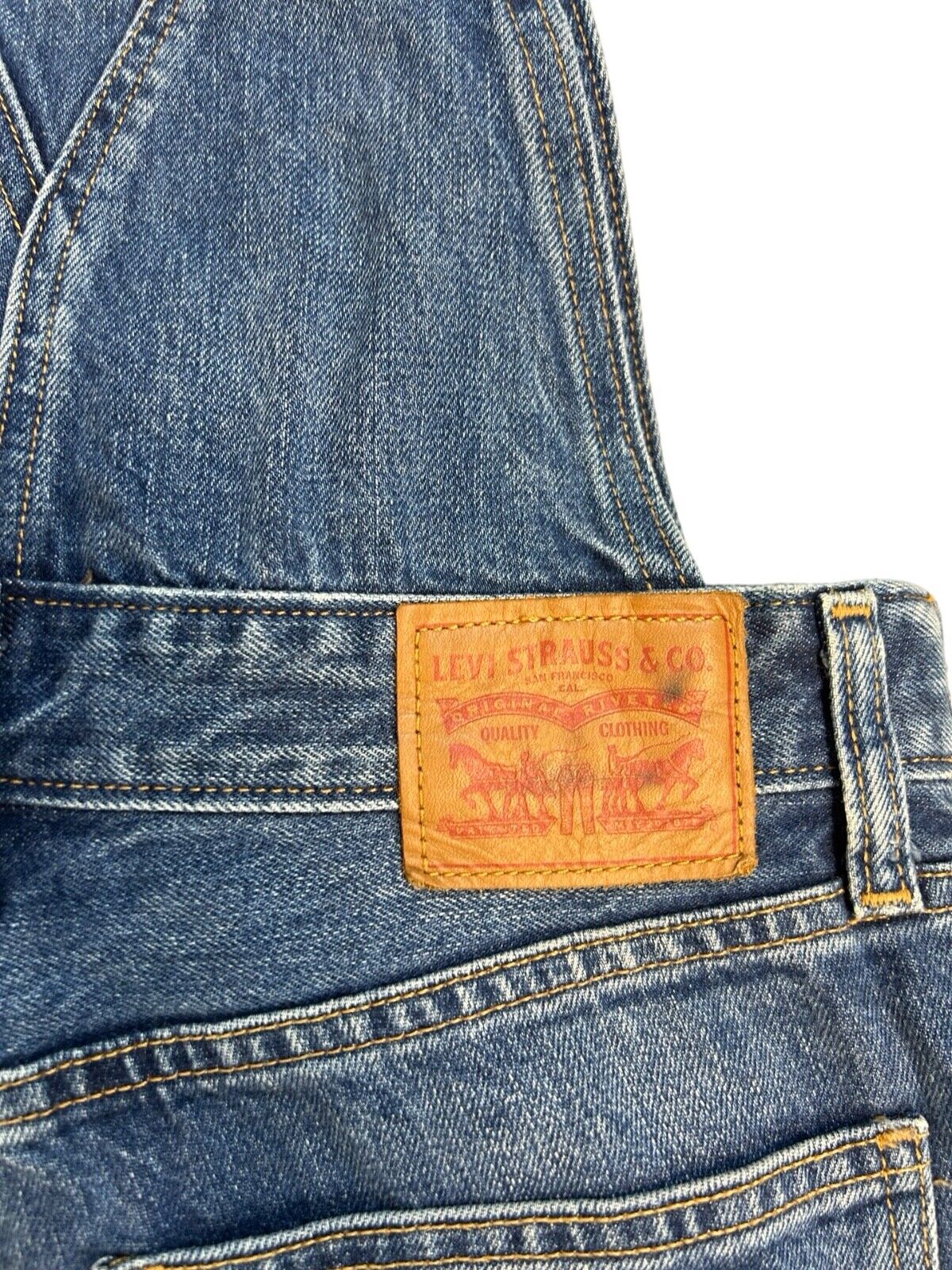VTG LEVIS ORANGE TAB DENIM DUNGAREES OVERALLS POCKETS ZIP 27W 26L