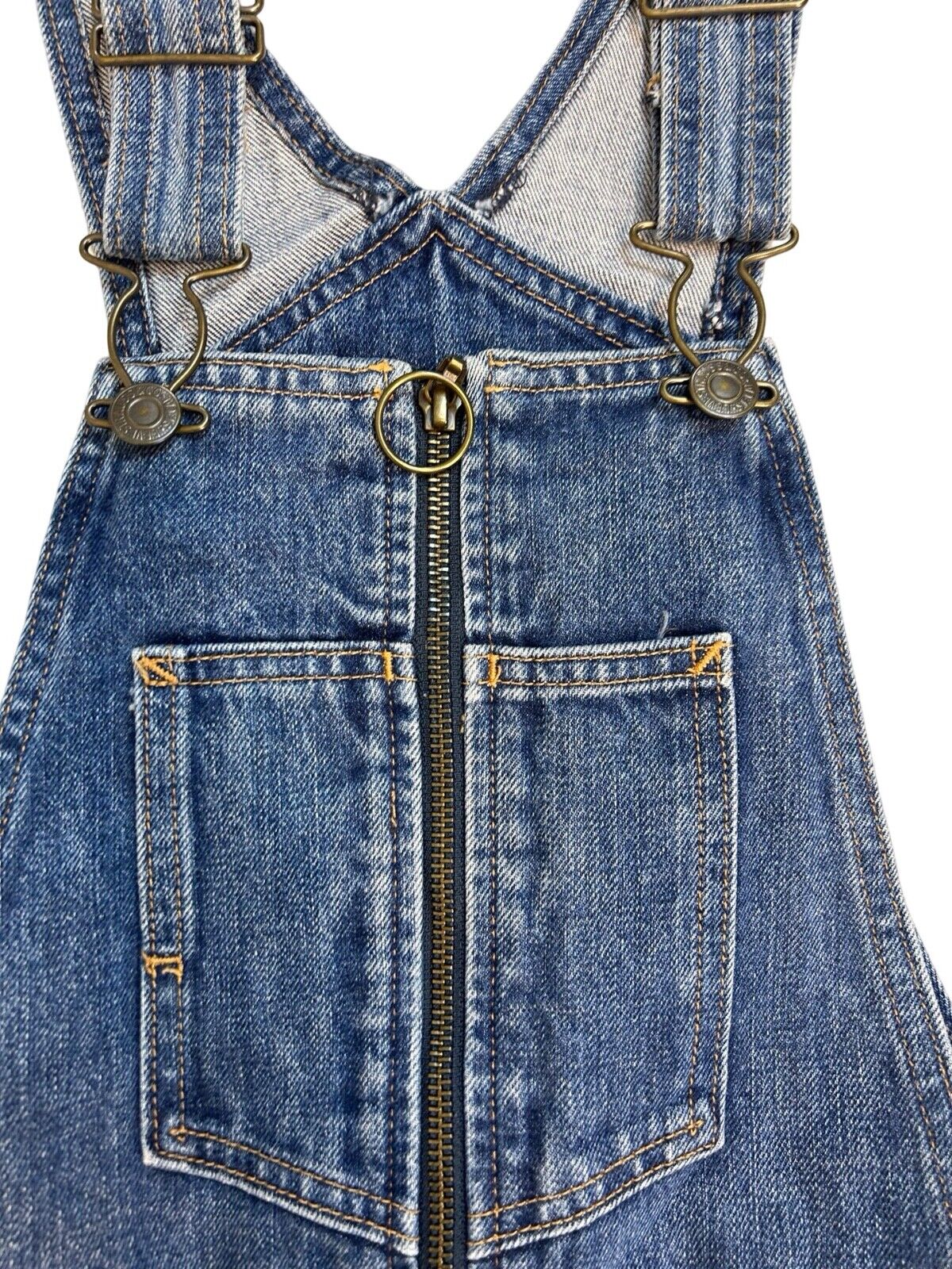 VTG LEVIS ORANGE TAB DENIM DUNGAREES OVERALLS POCKETS ZIP 27W 26L