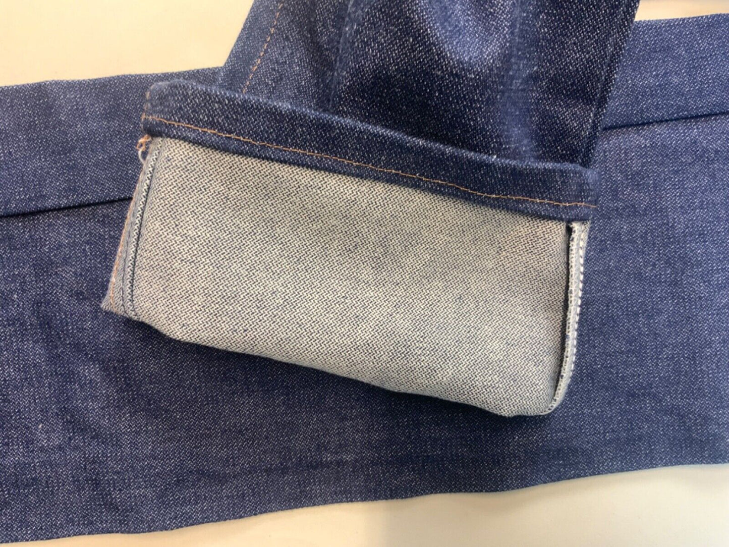 VTG 70s DEADSTOCK WRANGLER STIFF INDIGO JEANS SLIM BOOT CUT COWBOY 28W 34L