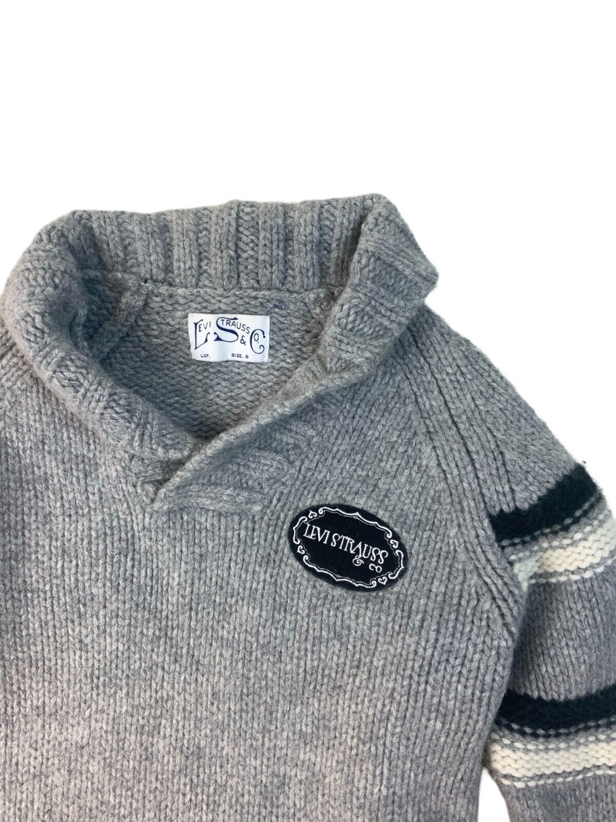 VTG 1920s 30s STYLE LEVIS MOTORCYCLE SHAWL COLLAR WOOL KNIT JERSEY JUMPER XS 36”