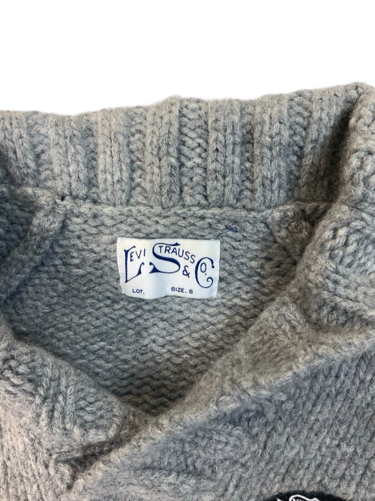 VTG 1920s 30s STYLE LEVIS MOTORCYCLE SHAWL COLLAR WOOL KNIT JERSEY JUMPER XS 36”