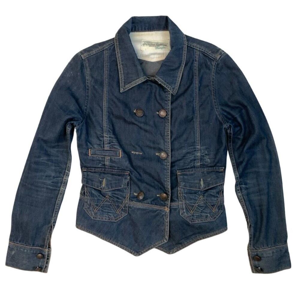 LADIES WRANGLER EYE CANDY SASSY LADY WESTERN DENIM JACKET DOUBLE BREASTED xS 34