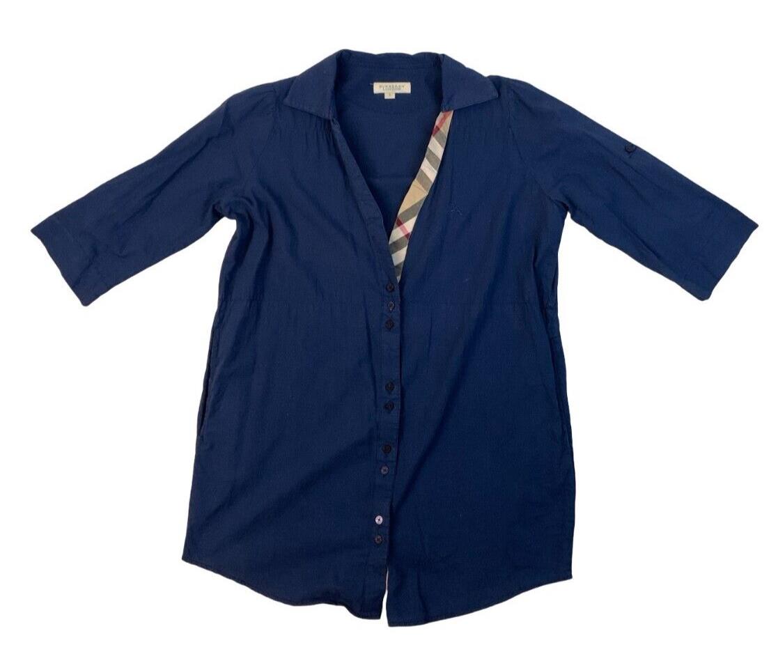 BURBERRY 3/4 SLEEVE NAVY BLUE SHIRT BLOUSE SIZE S