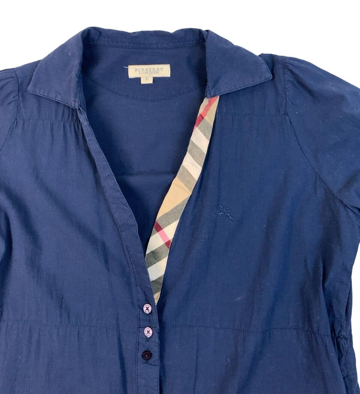 BURBERRY 3/4 SLEEVE NAVY BLUE SHIRT BLOUSE SIZE S