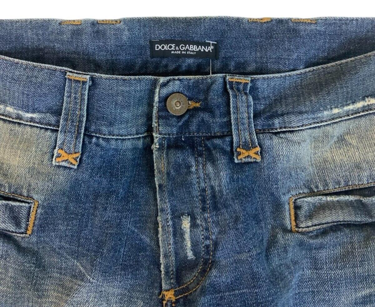VINTAGE DOLCE AND GABBANA DISTRESSED STRAIGHT LEG JEANS MID BLUE WASH 38W 33L