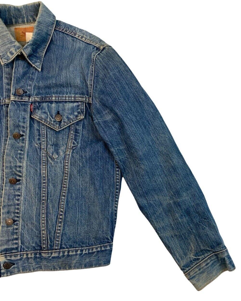 RARE VTG 70s USA MADE LEVIS RED TAB TYPE 3 TRUCKER DENIM JACKET MOD SKINS S 36”