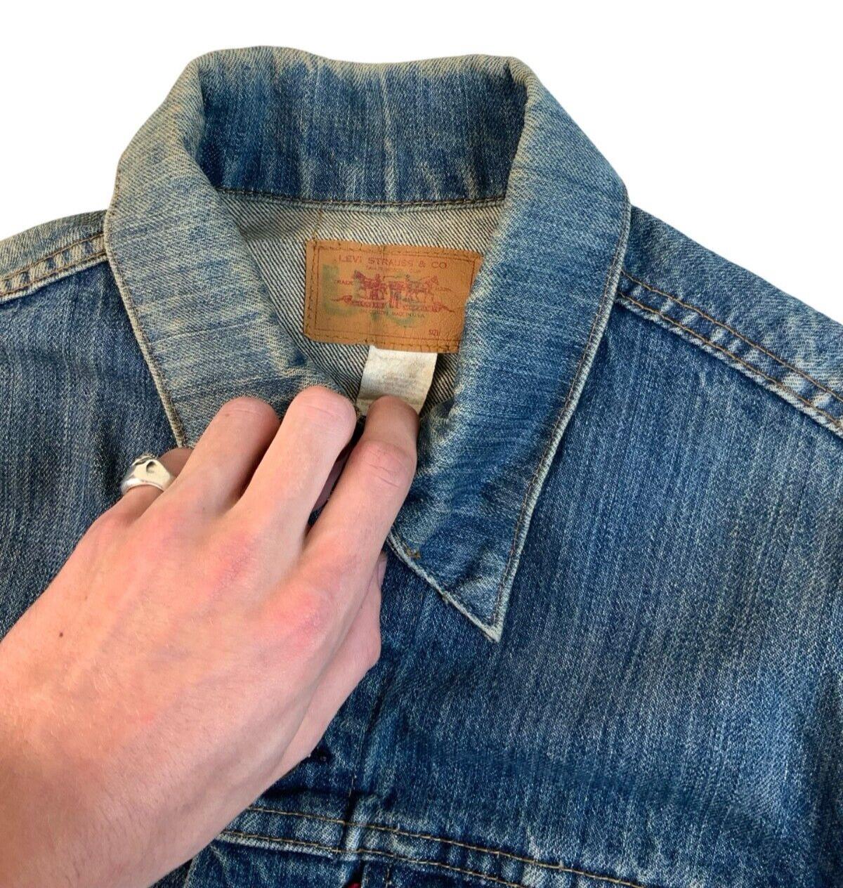 RARE VTG 70s USA MADE LEVIS RED TAB TYPE 3 TRUCKER DENIM JACKET MOD SKINS S 36”