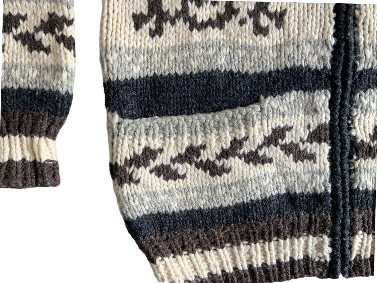 VTG NATIVE RALPH LAUREN CHAPS HAND KNIT COWICHAN CARDIGAN INDIAN ROCKABILLY M 40