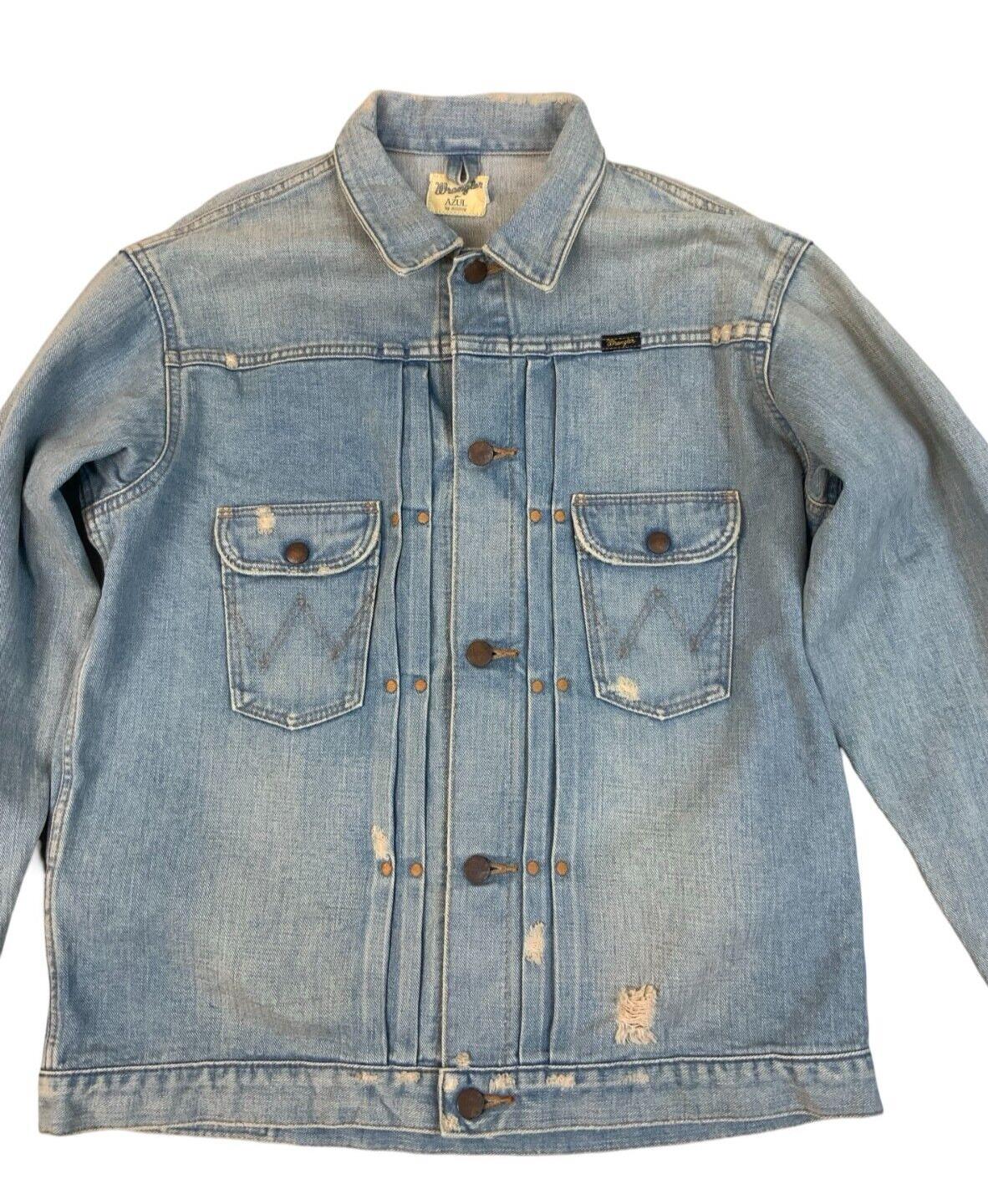 WRANGLER AZUL BY MOUSSY JAPANESE PLEAT FRONT DENIM JACKET 1950s STYLE M 40