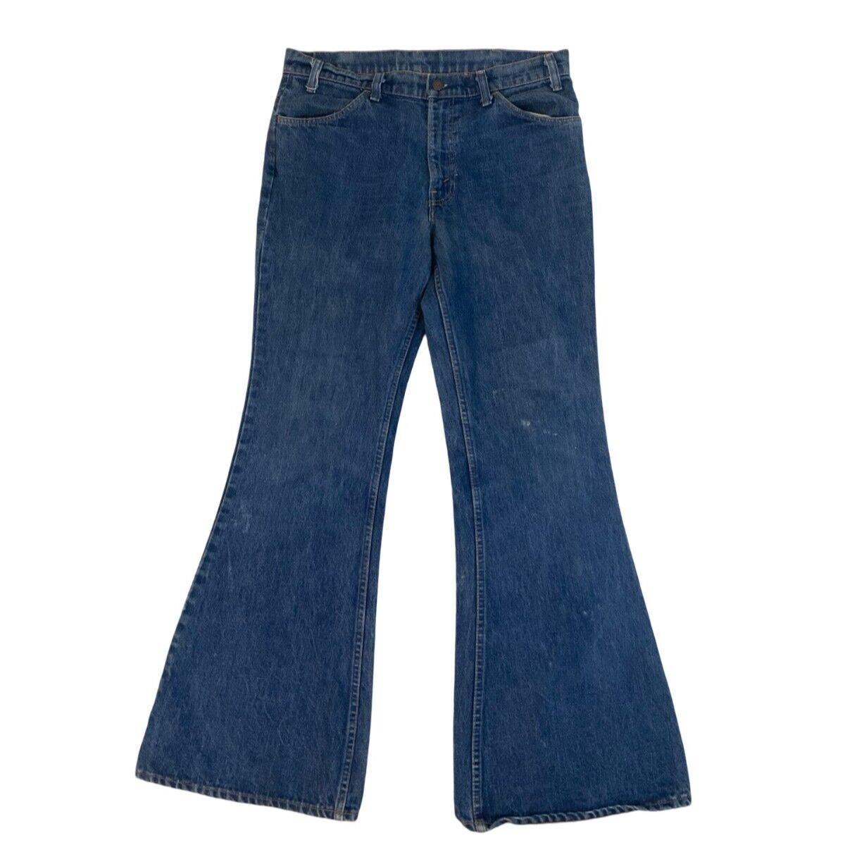 VTG 70s US LEVIS ORANGE TAB MENS FLARES FLARED JEANS HIPPY NORTHERN SOUL 35W 32L