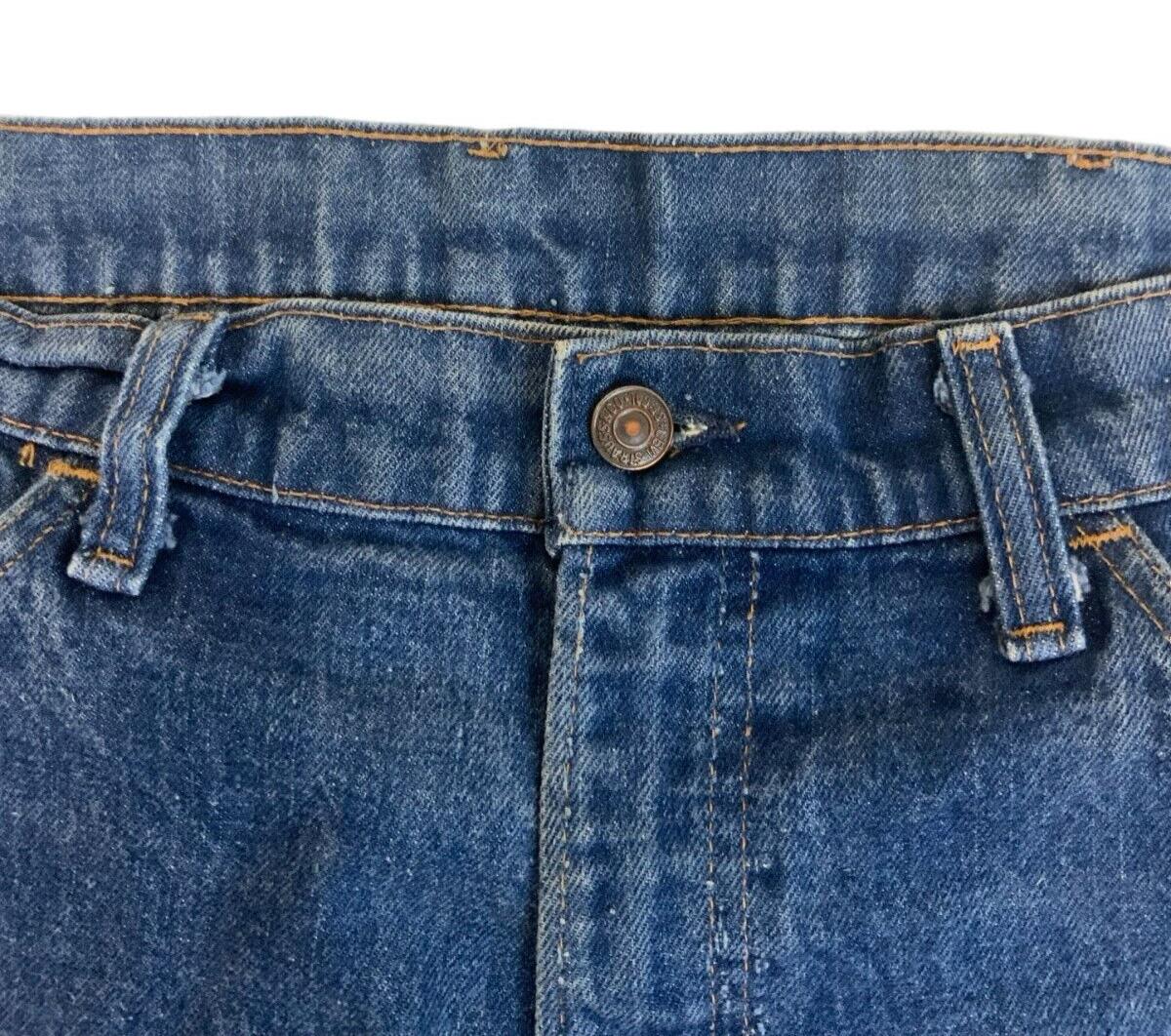 VTG 70s US LEVIS ORANGE TAB MENS FLARES FLARED JEANS HIPPY NORTHERN SOUL 35W 32L