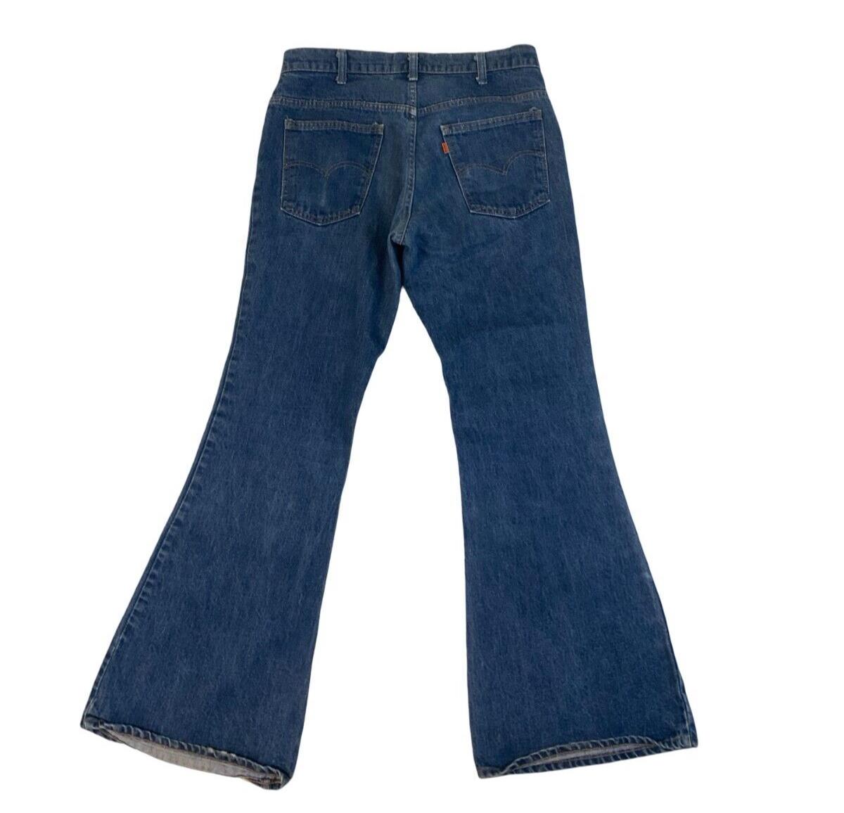 VTG 70s US LEVIS ORANGE TAB MENS FLARES FLARED JEANS HIPPY NORTHERN SOUL 35W 32L