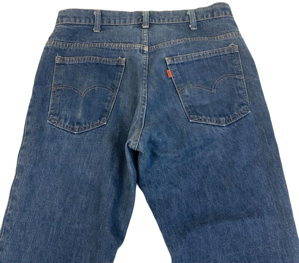 VTG 70s US LEVIS ORANGE TAB MENS FLARES FLARED JEANS HIPPY NORTHERN SOUL 35W 32L