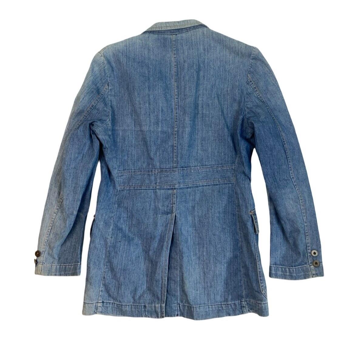 VTG 70s WRANGLER EQUIPMENTS MILITAIRES DENIM BLAZER TUXEDO JACKET VGC XS 34”