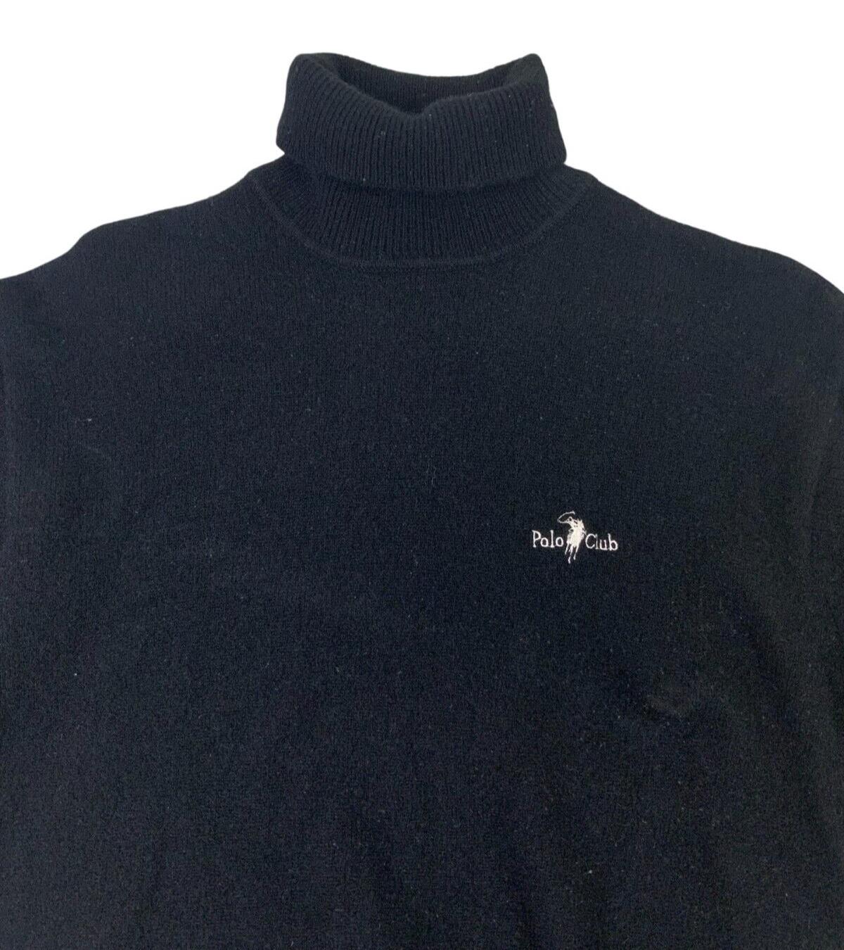 POLO CLUB RALPH LAUREN BLACK ROLL NECK KNIT JUMPER SIZE M