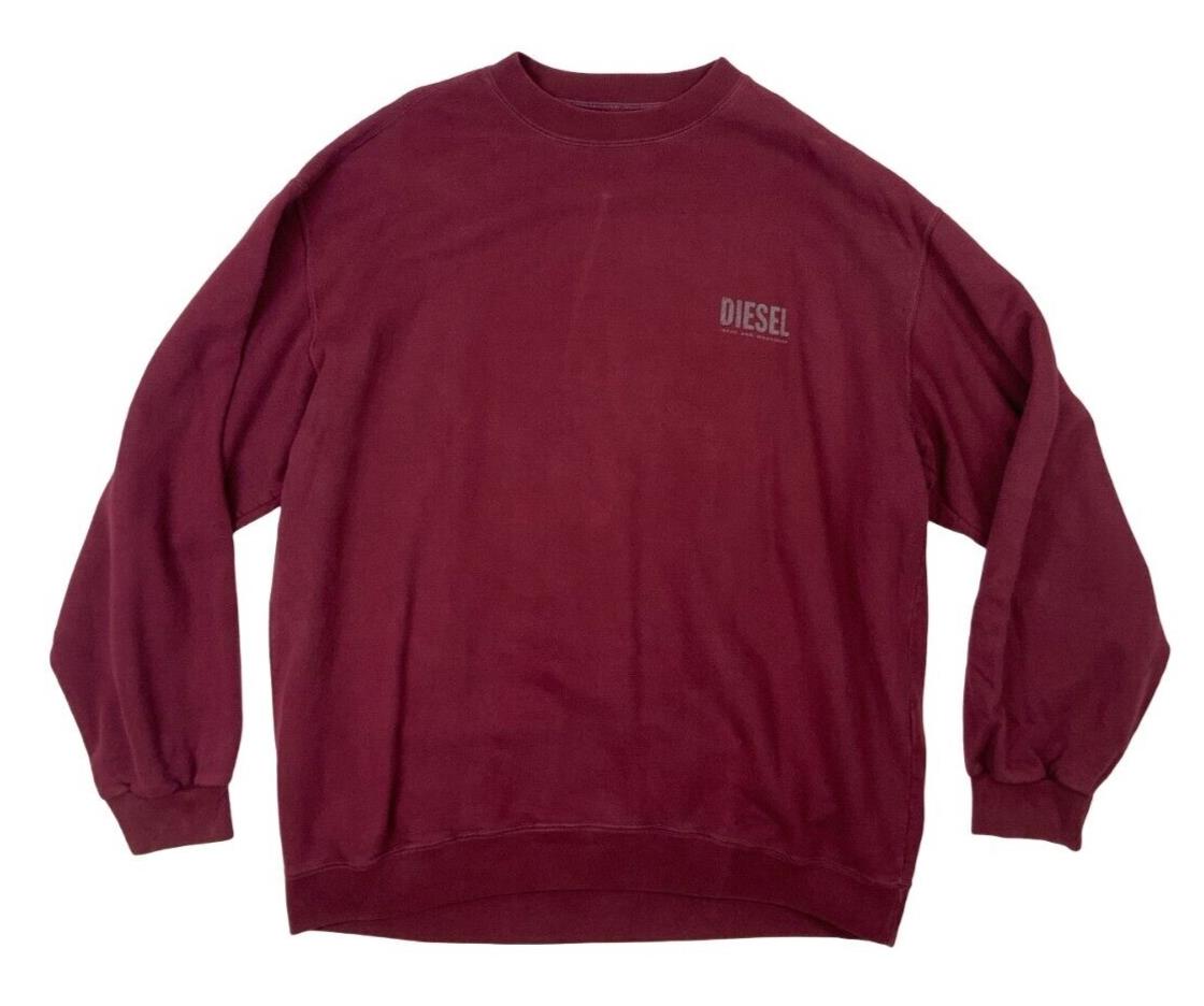 VTG Y2K DIESEL BURGUNDY CREW NECK LOGO SWEATSHIRT SIZE L